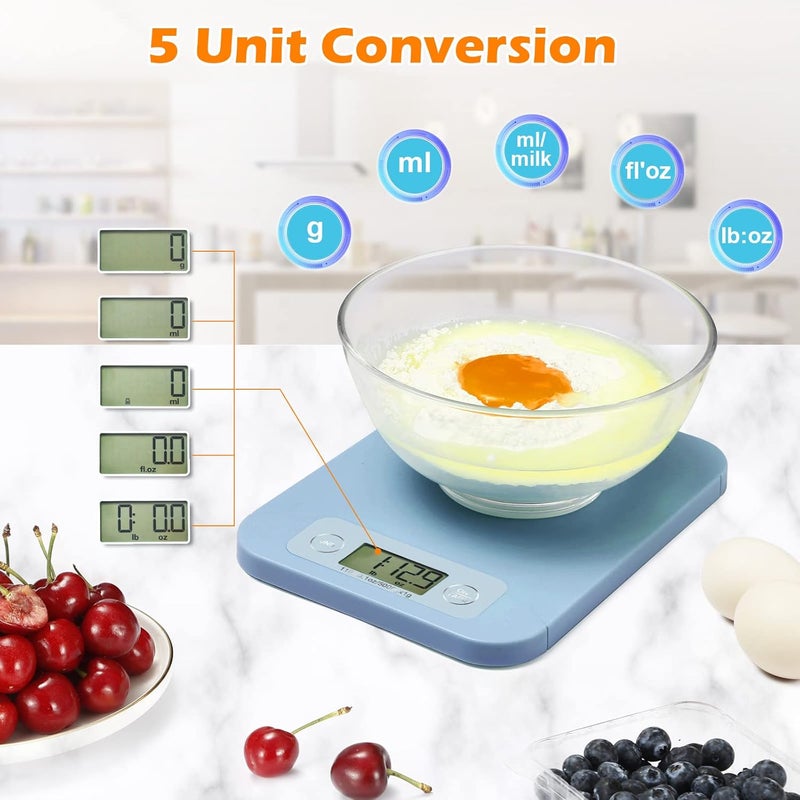 URAMAZ Digital Food Scale for Weight Loss - Smart Food Scale with Nutritional Calculator, Kitchen Scales for Food Grams and Ounces, Food Weight Scale for Baking, Diet, Diabetics, Calories 0.1oz/1g (3g-5kg) - Image 4